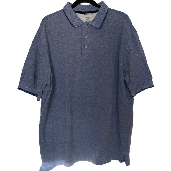 Haggar Blue and White 3 Button Collared Short Sleeved Polo Shirt - Picture 1 of 5